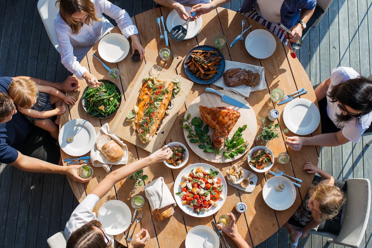 Family eating dinner