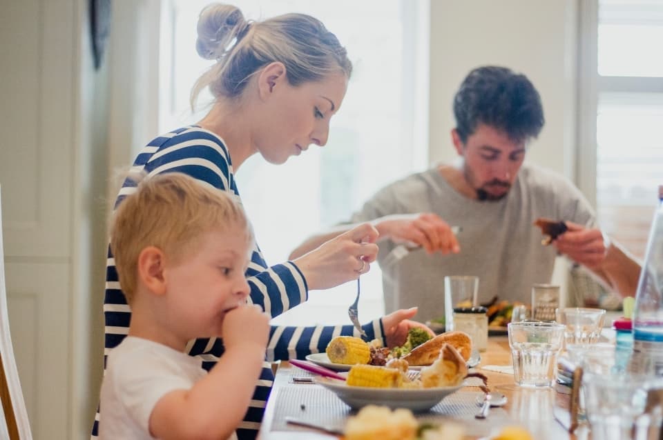 Family eating a meal